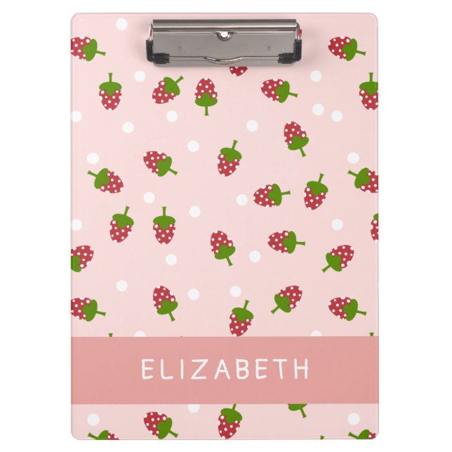 Porte-bloc Fraise rose Kawaii Girly Cute Pastel esthétique (Devant)