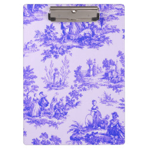 Porte-bloc Française toile de jouy bleu et blanc élégant