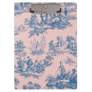 Porte-bloc French toile de jouy bleu et rose élégant