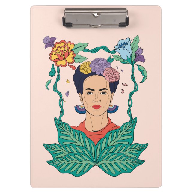 Porte-bloc Frida Kahlo Graphisme du cadre floral (Devant)