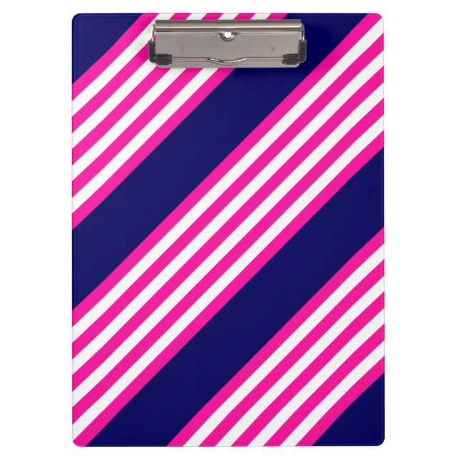 Porte-bloc Fuchsia et blanc cinq bandes motif avec bleu (Devant)