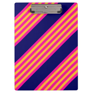 Porte-bloc Fuchsia et rayures jaunes avec bleu marine