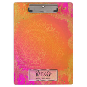 Porte-bloc Fuchsia Rose Orange Et Or Mandala Glam