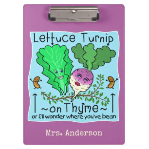 Porte-bloc Funny Lettuce Turnip sur Thyme Pun School Teacher