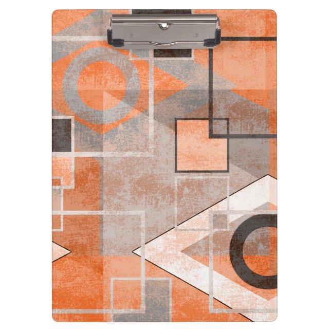Porte-bloc Géométrique orange gris grunge élégant (Devant)
