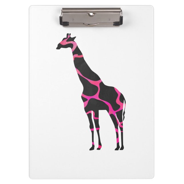 Porte-bloc Giraffe Rose chaud et Silhouette noire (Devant)