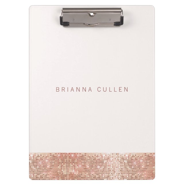 Porte-bloc Glam Rose moderne Gold Sequin Noir (Devant)