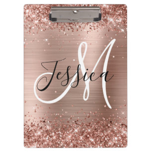 Porte-bloc Glitter Rose or huile noir et blanc Monogramme