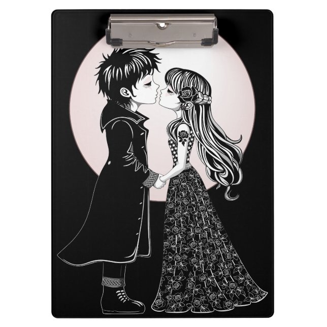 Porte-bloc Gothique Emo Enfants Kiss Valentine's Day (Devant)