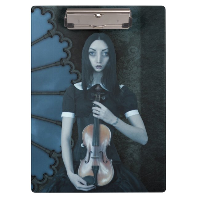 Porte-bloc Gothique Victorian Girl tenant Violon Imaginaire f (Devant)