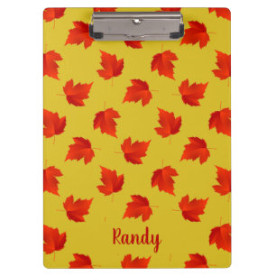 Porte-bloc Gradient rouge sec feuille nom personnalisé jaune