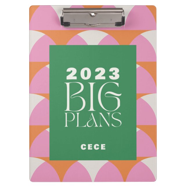 Porte-bloc Grands plans géométriques roses modernes (Devant)