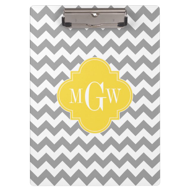 Porte-bloc Gray What Chevron Ananas Quatrefoil 3 Monogramme (Devant)
