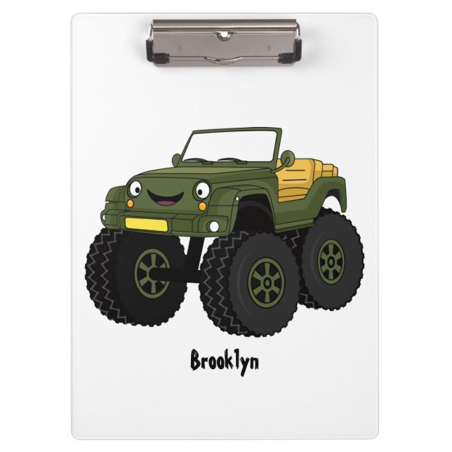 Porte-bloc Green monster truck cartoon illustration (Devant)