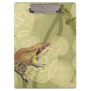 Porte-bloc Grenouille et libellule sur des nénuphars