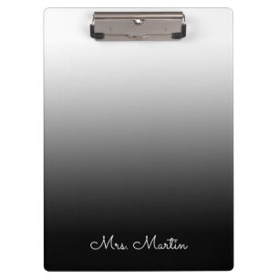 Porte-bloc Gris blanc Gradient noir Enseignant personnalisé