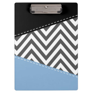 Porte-bloc Gris Zigzag, Gris Chevron, Motif Zigzag, Bleu