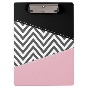 Porte-bloc Gris Zigzag, Gris Chevron, Motif Zigzag, Rose
