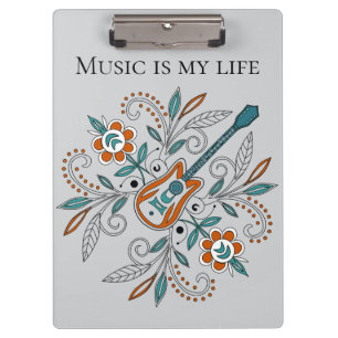 Porte-bloc Guitare Boho Rock’n’Roll avec fleurs