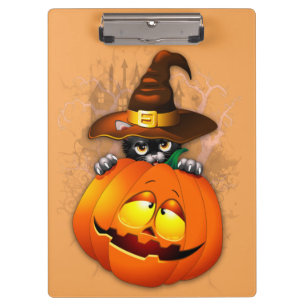 Porte-bloc Halloween Cute Kitty Witch et ami Citrouille