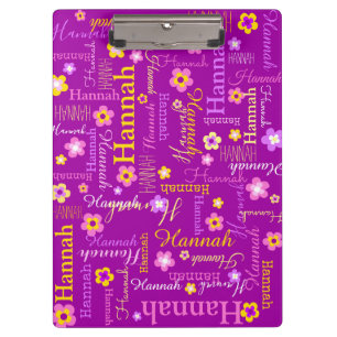 Porte-bloc Hannah court nommé violet texte porte - bloc