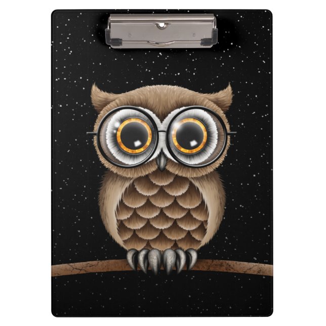 Porte-bloc Hibou Brown pelucheux mignon avec des verres et (Devant)