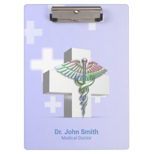 Porte-bloc Holographique Médicale 3D Caduceus Croix blanche