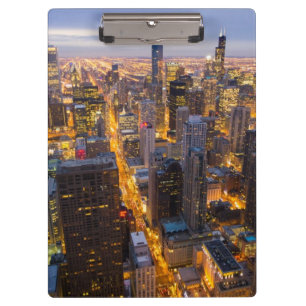 Porte-bloc Horizon du centre de Chicago au crépuscule