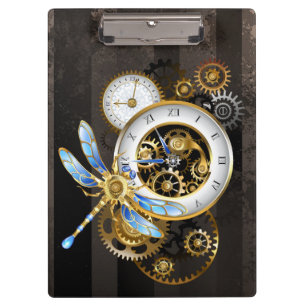 Porte-bloc Horloge à vapeur avec libellule mécanique