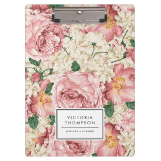 Porte-bloc Hortensias ivoires et roses de jardin roses Floral