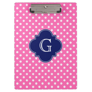 Porte-bloc Hot Pink #2 Wht Polka Dot Navy Quatrefoil