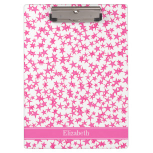 Porte-bloc Hot Rose 2 Étoiles Blanc BG, Hot rose Nom Monogram