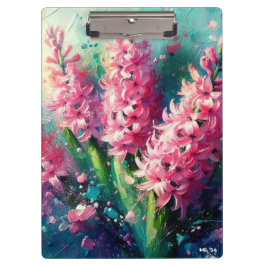 Porte-bloc Hyacinthes roses Floral Impressionniste Peinture