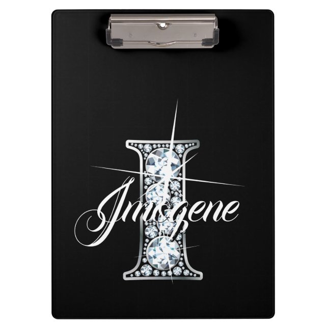 Porte-bloc I Faux Diamond Bling Monogramme (Devant)