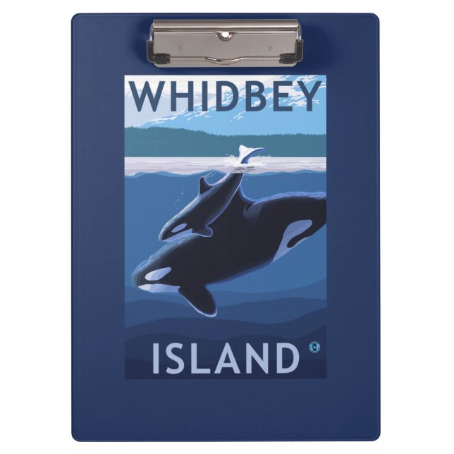 Porte-bloc Île, WashingtonOrca et veau de Whidbey (Devant)