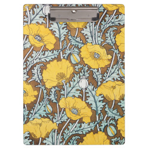 Porte-bloc Illustration Art Nouveau Poppy Fleur Jaune