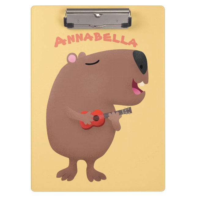 Porte-bloc Illustration de dessin animé de capybara ukulele (Devant)