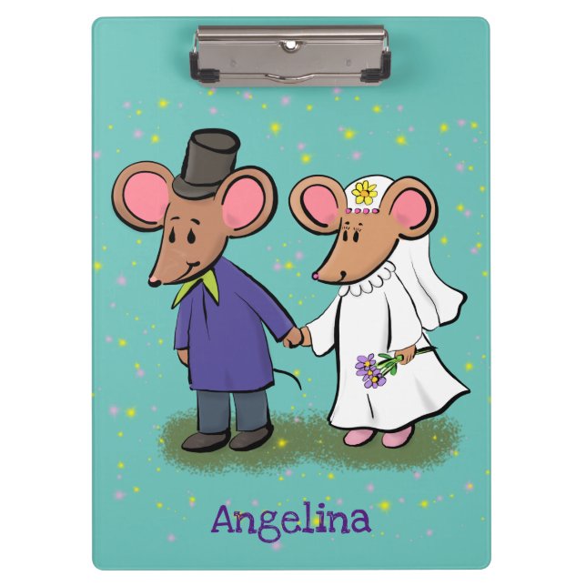 Porte-bloc Illustration de dessin animé d'un couple de souris (Devant)