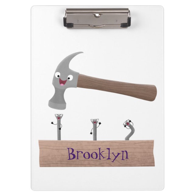 Porte-bloc Illustration de dessin mignon, marteau et ongles (Devant)