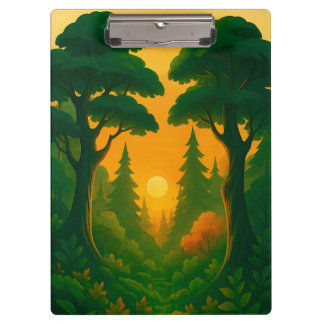 Porte-bloc Illustration de forêt au coucher du soleil vibrant