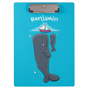 Porte-bloc Illustration de mignons baleines et voiliers