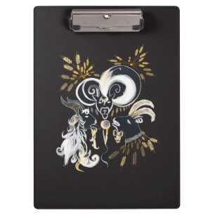 Porte-bloc Illustration d'encre de chèvre noire et blanche