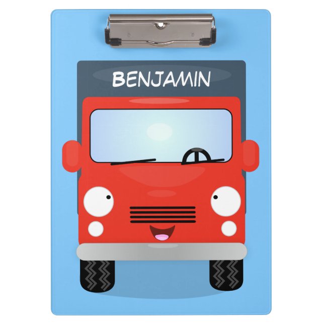Porte-bloc Illustration d'un camion kawaii rouge mou (Devant)