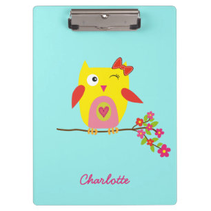 Porte-bloc Illustration personnalisée de la chouette jaune ro