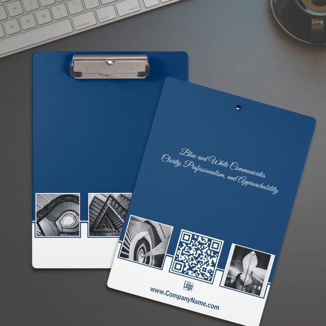 Porte-bloc Images personnalisées promotionnelles Blue White C (Promotional Custom Images Blue White Company Clipboard)