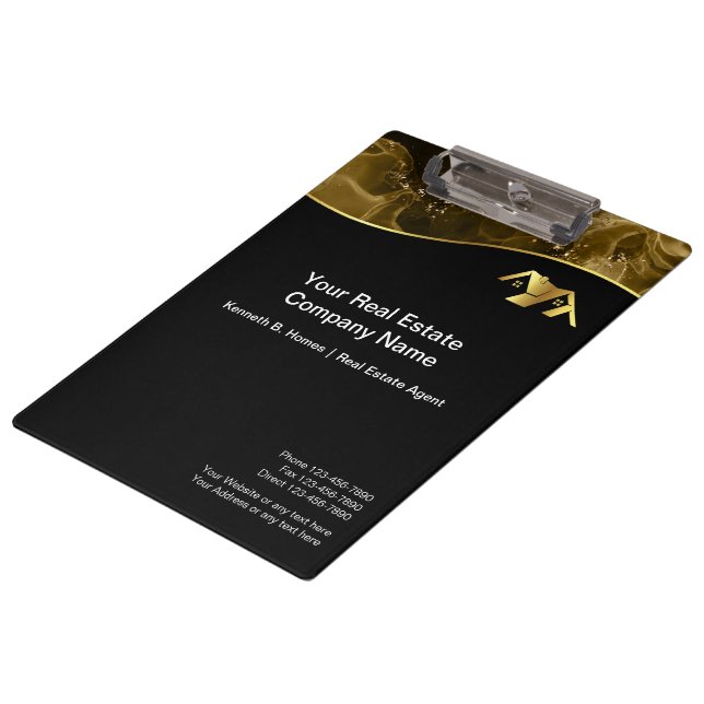 Porte-bloc Immobilier. Construction. Or noir (Incliné)