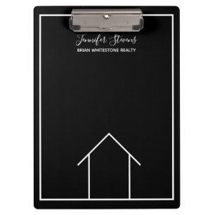 Porte-bloc Immobilier Maison Noir Blanc Personnalisé Réalis