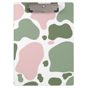 Porte-bloc Impression de vache jouée Sage Green et rose