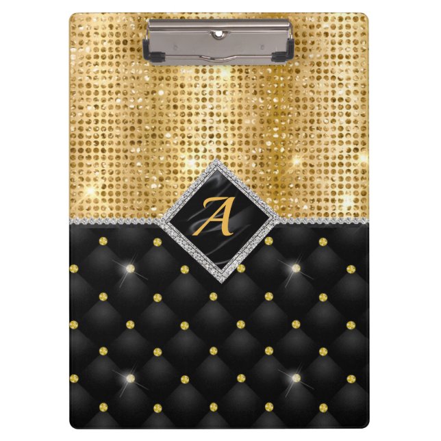 Porte-bloc Impression stylisée Crystal Gold diamant noir mono (Devant)