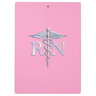 Porte-bloc Infirmière autorisée RN Caduceus sur déco rose 